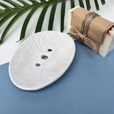 Cream Lace Oval Ceramic Soap Dish With Drainage