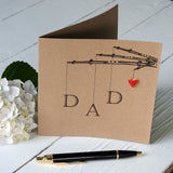 Handmade 'Dad' Fishing Card With Ceramic Heart Detail