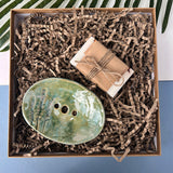 Green Meadow Ceramic Soap Dish With Drainage