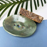 Green Ceramic Soap Dish With Drainage