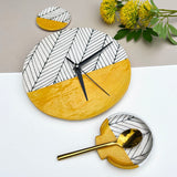 Mustard Herringbone Wall Clock - Kitchen Accessories