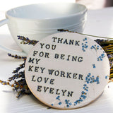 Key Worker Thank You Ceramic Coaster