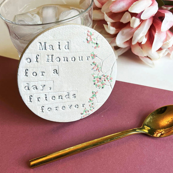 Maid of Honour Floral Ceramic Coaster