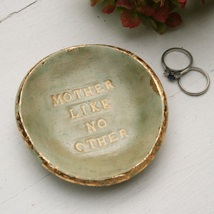 Green And Gold 'Mother Like No Other' Ceramic Dish