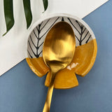 Mustard Herringbone Ceramic Spoon Rest - Kitchen decor, Spoon holder for kitchen