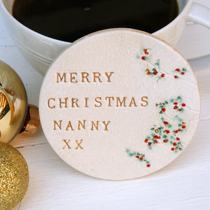 Round Nanny Christmas Coaster