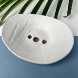 White Wild Flower Ceramic Soap Dish With Drainage