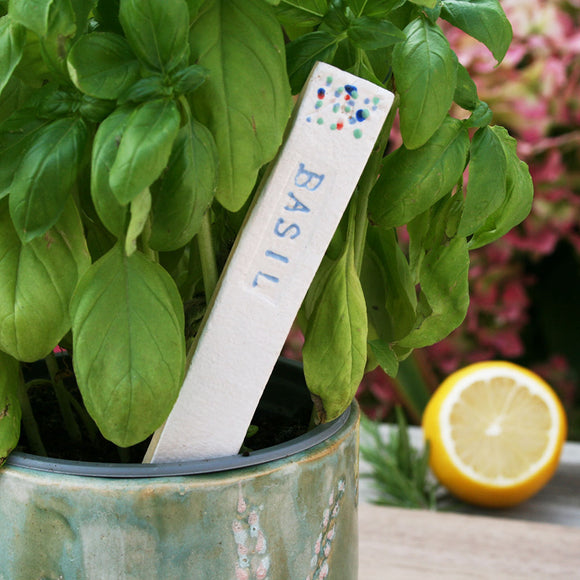 Blue Floral Herb And Vegetable Markers