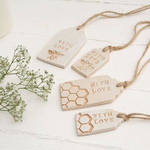 Set Of 4 Ceramic Bee Gift Tags