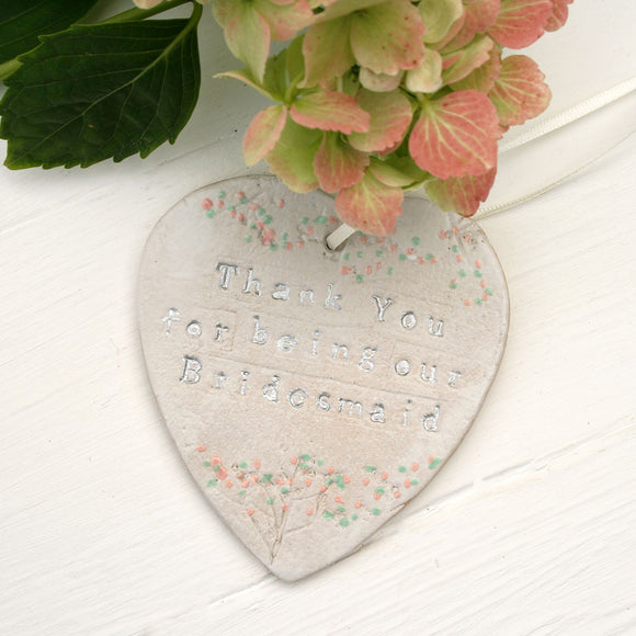 Bridesmaid Thank You Ceramic Hanging Heart