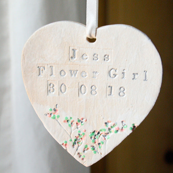 Flower Girl Ceramic Hanging Heart