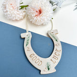 Forest Themed Good Luck Ceramic Wedding Horseshoe