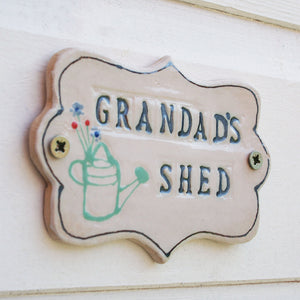 Grandad's Ceramic Shed Sign - Personalised Grandparent Gift