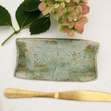 Green Floral Ceramic Butter Tray