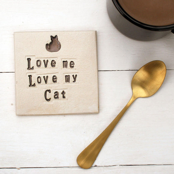 Love Me Love My Cat Ceramic Coaster