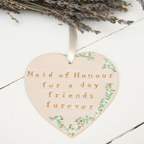 Floral Maid Of Honour Heart