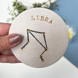 Zodiac Constellation Star Sign Coaster, White and Gold Coasters