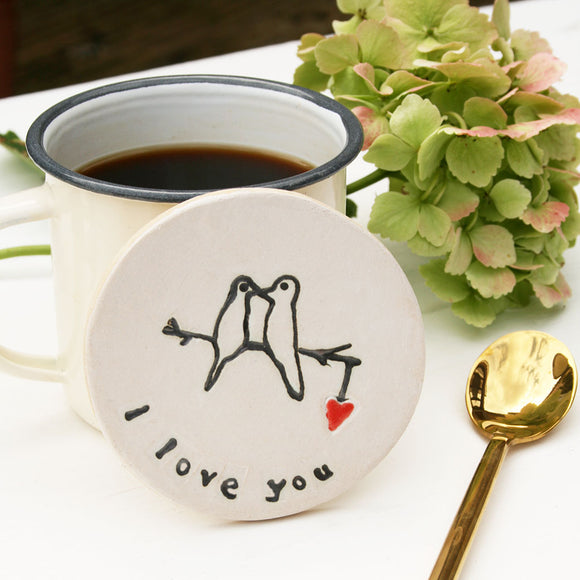 I Love You Ceramic Coaster
