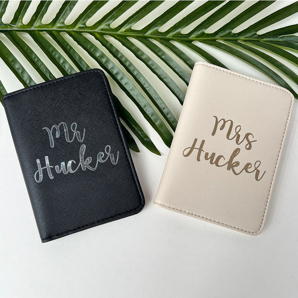 Mr and Mrs Passport Cover and Luggage Tag Set