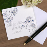 Personalised Blue And Grey Floral Wedding Card