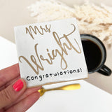 Gold and Black Mr and Mrs Wedding Coasters