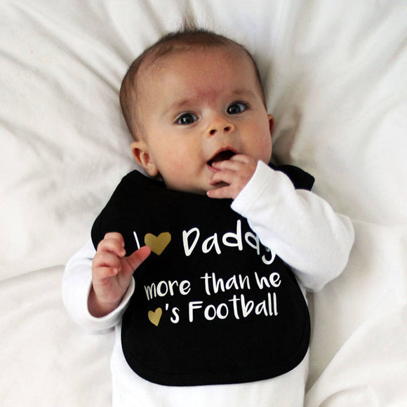 Daddy Loves Football Baby Bib