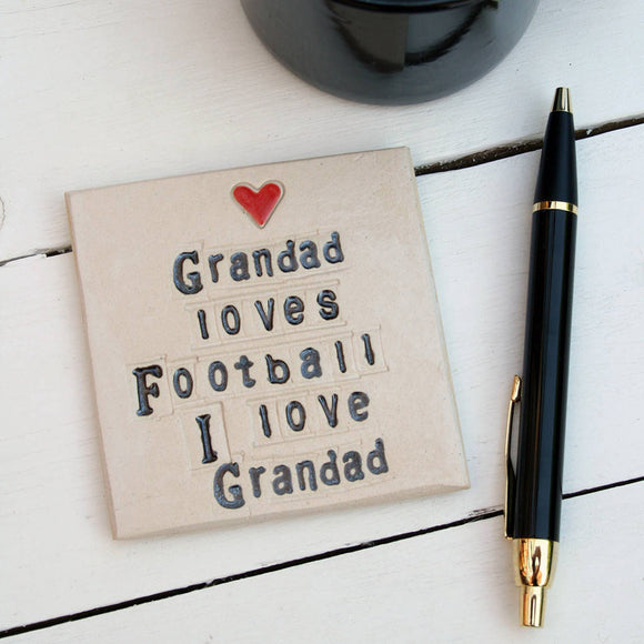 Grandad Loves Football Ceramic Coaster