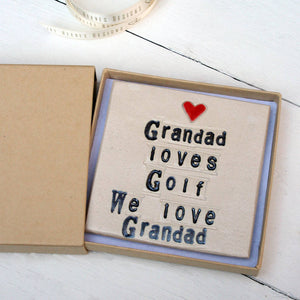 Grandad Loves Golf Ceramic Coaster