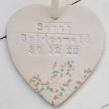 Personalised Bridesmaid Hanging Heart