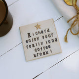 Retirement Star Ceramic Coaster - Personalised Coffee Break Retiring Gift - Retired Gift Idea