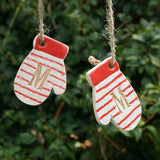 Personalised Ceramic Mitten Christmas Tree Decorations