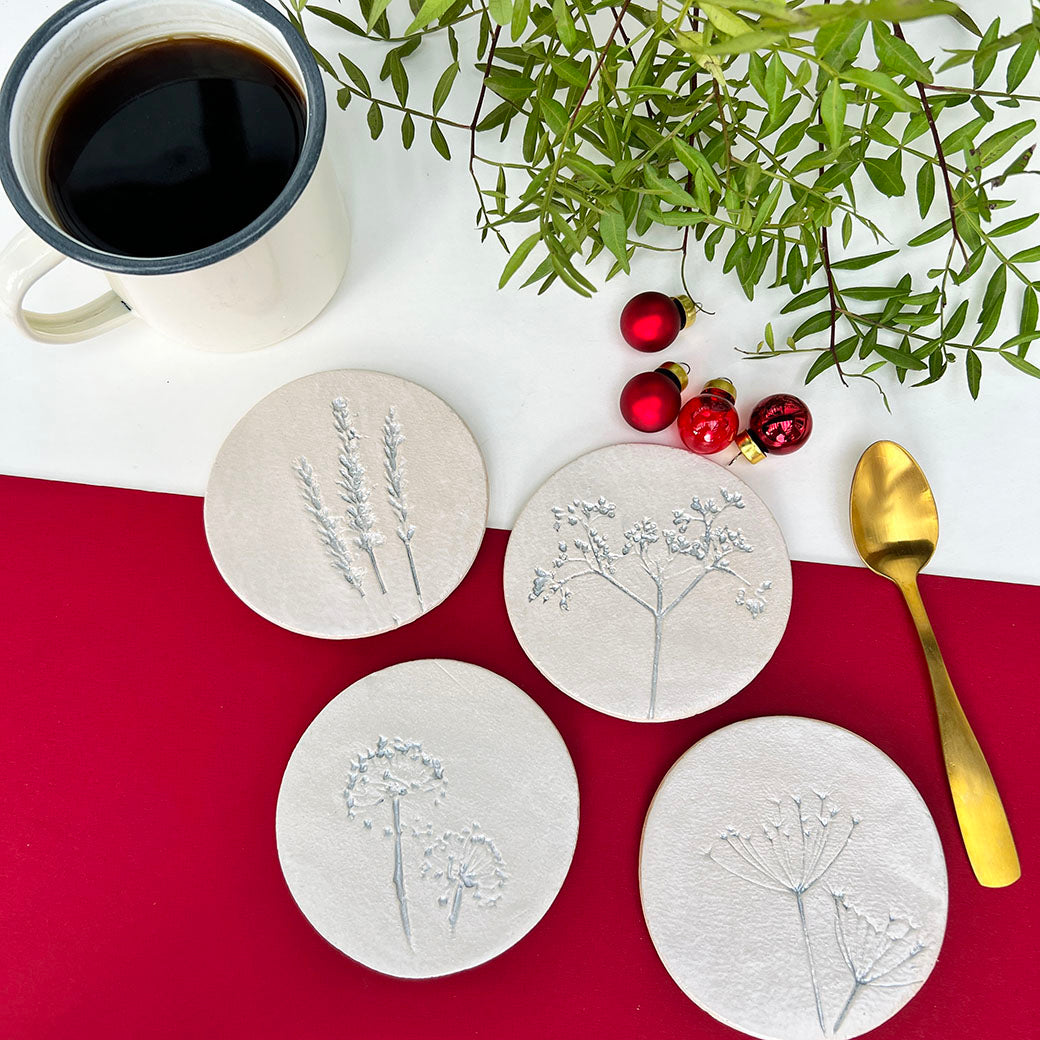 Silver Wild Flower Ceramic Coasters - LIMITED EDITION – Ceramic-Gifts ...