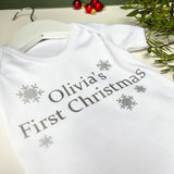 Personalised First Christmas Snowflake Baby Grow / Top