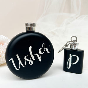 Groomsmen Party Hip Flask And Key Ring Gift Set