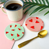 Colourful Fruit Themed Coasters, Set Of Four Ceramic Coasters