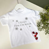 Personalised First Christmas Snowflake Baby Grow / Top