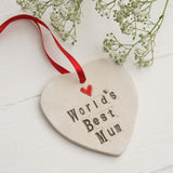 World's Best Mum Ceramic Hanging Heart